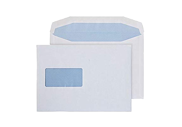 C5 White Envelope With Window - Gummed - Wallet - 90gsm
